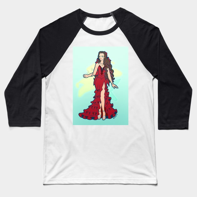 Aerith Gainsborough in her red dress from Final Fantasy VII Remake Baseball T-Shirt by yalitreads